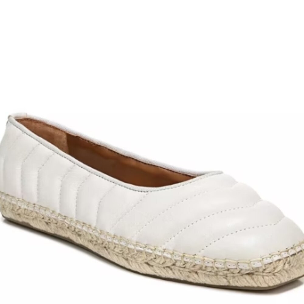 Franco Sarto Kiya Quilted Leather Espadrille Flat – Putty – Size 9 – NWT